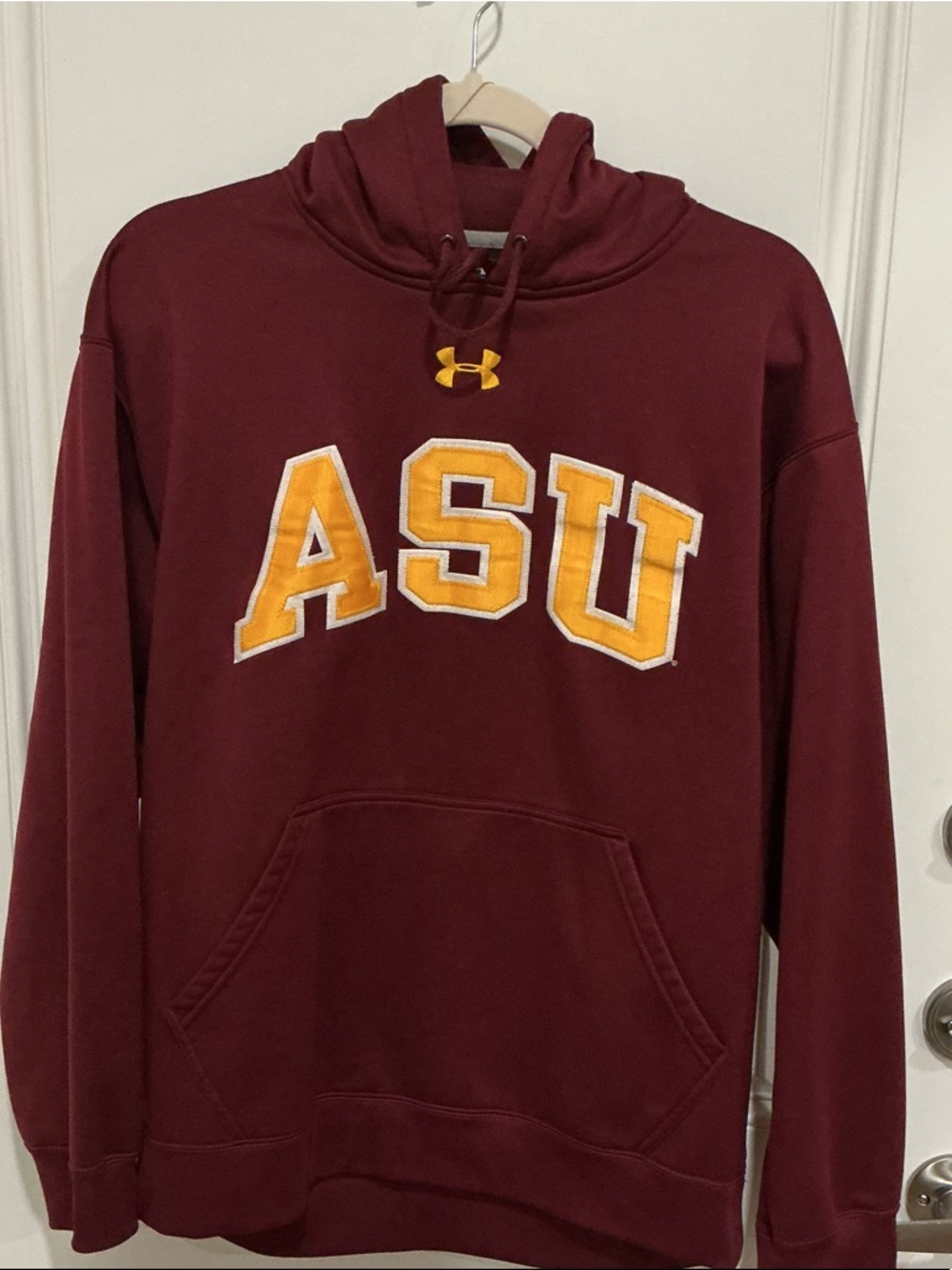 Under Armour Maroon ASU Crewneck Hoodie with Gold Lettering